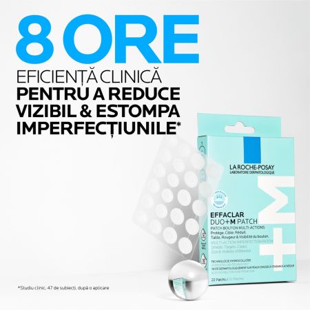 Plasturi anti-eruptii cutanate invizibili si ultra subtiri Effaclar Duo +M Patch, 22 bucati, La Roche-Posay 656282