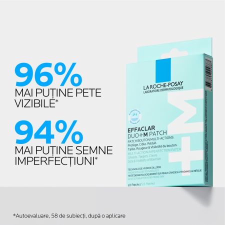 Plasturi anti-eruptii cutanate invizibili si ultra subtiri Effaclar Duo +M Patch, 22 bucati, La Roche-Posay 656279
