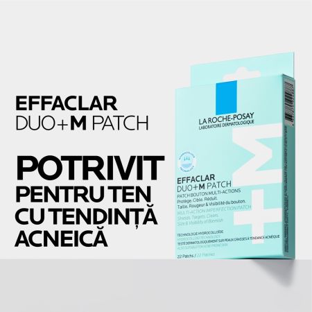 Plasturi anti-eruptii cutanate invizibili si ultra subtiri Effaclar Duo +M Patch, 22 bucati, La Roche-Posay 656283