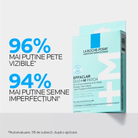 Plasturi anti-eruptii cutanate invizibili si ultra subtiri Effaclar Duo +M Patch, 22 bucati, La Roche-Posay 655945