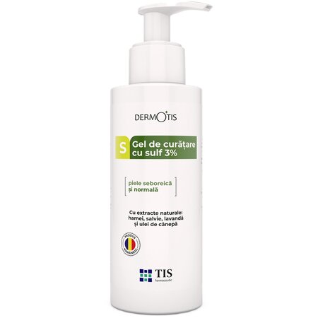 Gel de curatare pentru fata si corp cu sulf Dermotis, 3%, 300 ml, Tis Farmaceutic