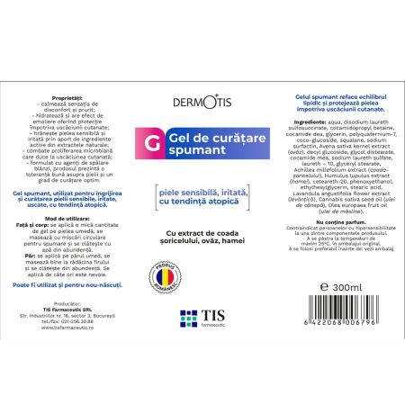 Gel de curatare spumant Dermotis, 300 ml, Tis Farmaceutic 651155