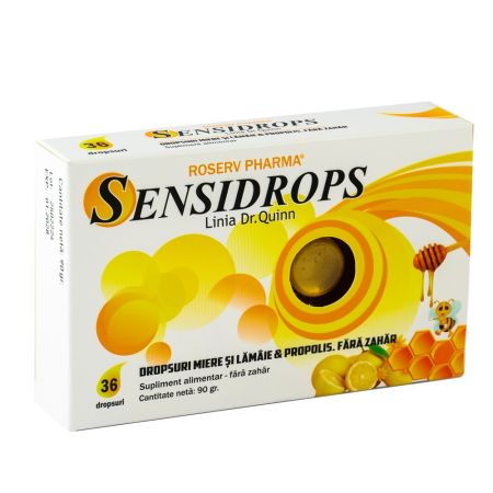 Sensidrops cu miere, lamaie si propolis, 36 dropsuri, Linia Dr.Quinn 651158