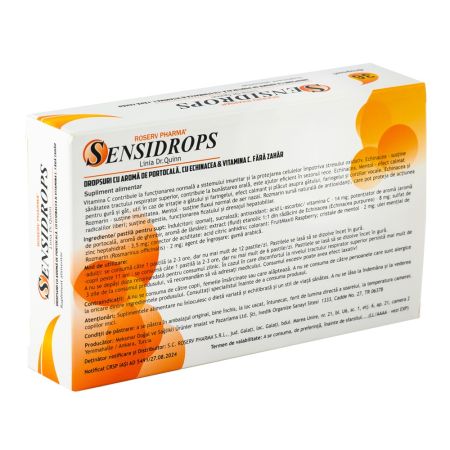 Sensidrops cu aroma de portocala, echinaceaa si vitamina C, 36 dropsuri, Linia Dr.Quinn 651166
