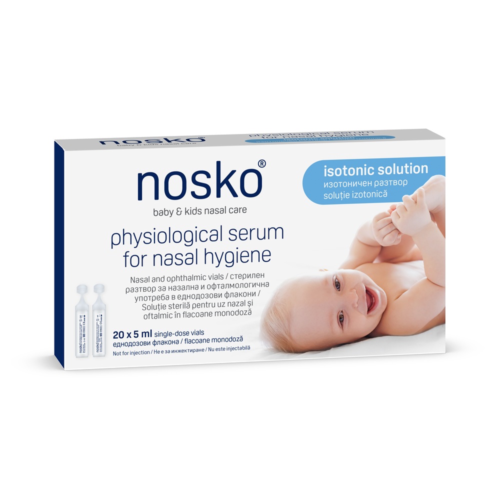 Ser fiziologic pentru igiena nazala, 20 monodoze x 5ml, Nosko