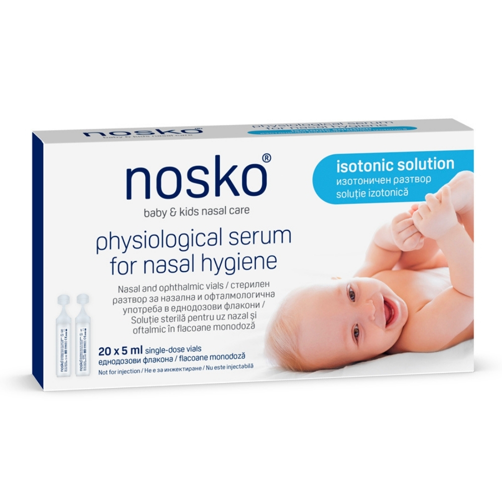 Solutie sterila pentru uz nazal si oftalmic, 20 monodoze x 5ml, Nosko