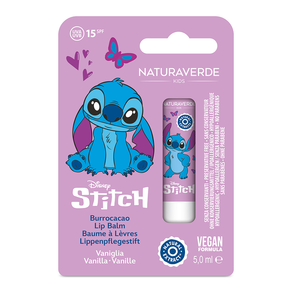 Balsam de buze cu SPF 15 si aroma de vanilie Stitch, 5 ml, Naturaverde