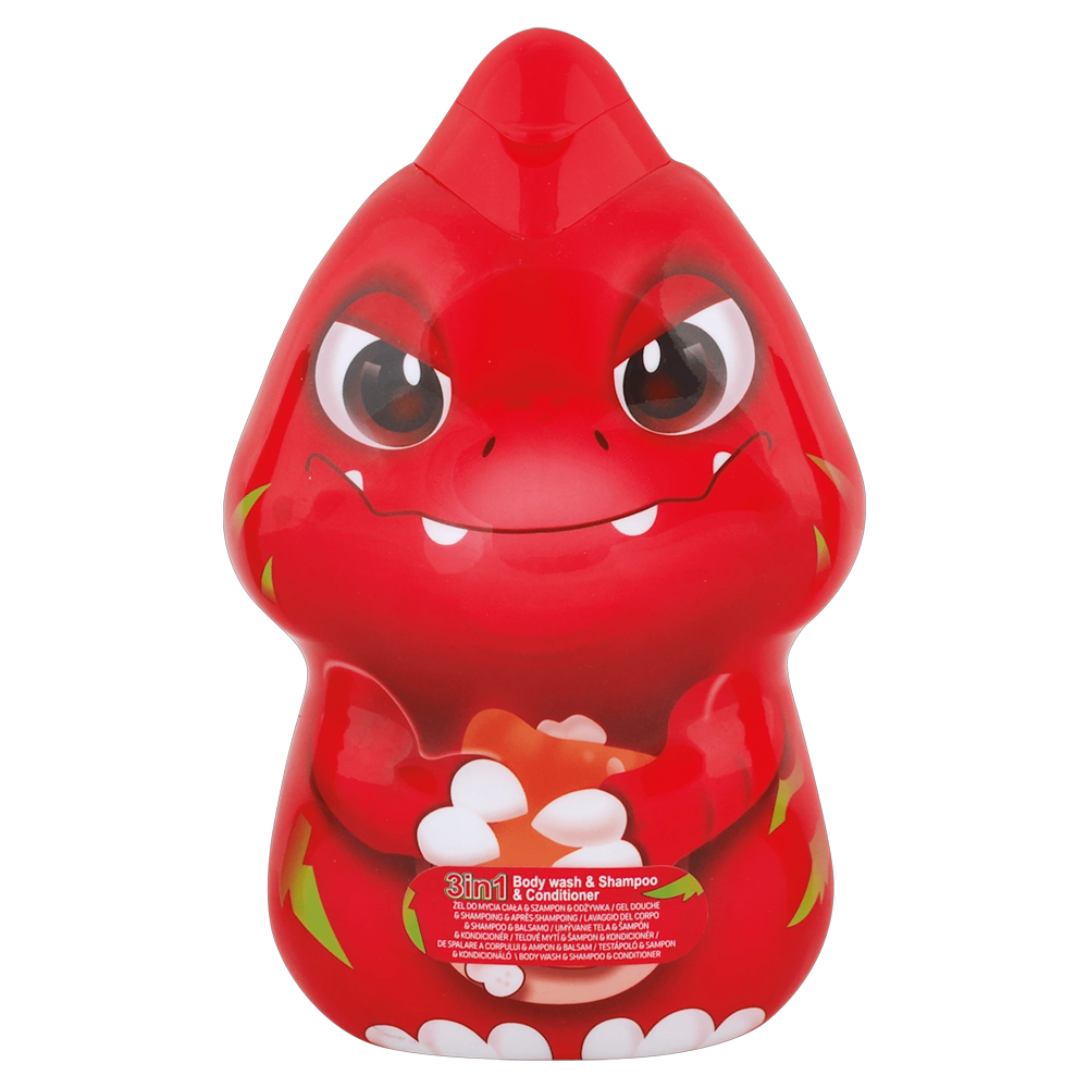 Gel de dus, sampon si balsam 3 in 1 Rexas rosu Dinosaurs, 400 ml, Edg