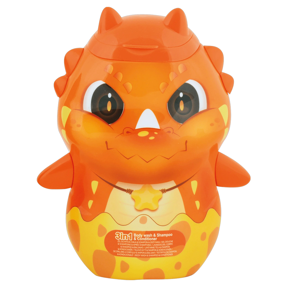 Gel de dus, sampon si balsam 3 in 1 Trixis portocaliu Dinosaurs, 400 ml, Edg