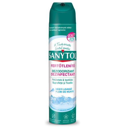 Dezinfectant dezodorizant suprafețe și textile, flori de munte, 300 ml, Sanytol