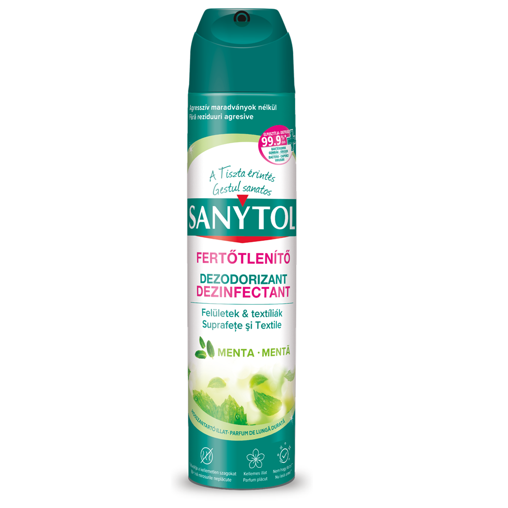 Dezinfectant dezodorizant suprafețe și textile, menta, 300 ml, Sanytol
