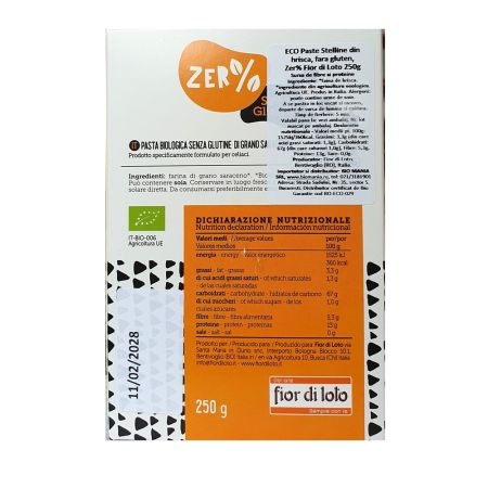 Paste Stelline Eco din hrisca fara gluten, 250 g, Fior di Loto 651530