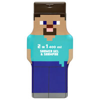 Gel de dus si sampon 2 in 1 figurina 2D Minecraft Steve, 400 ml, Air Val