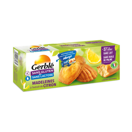 Madlene cu aroma de lamaie, fara gluten si lactoza,, 180 g, Gerble
