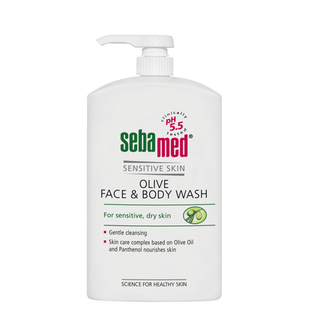 Gel de dus cu ulei de masline pentru fata si corp Sensitive Skin, 1000 ml, Sebamed
