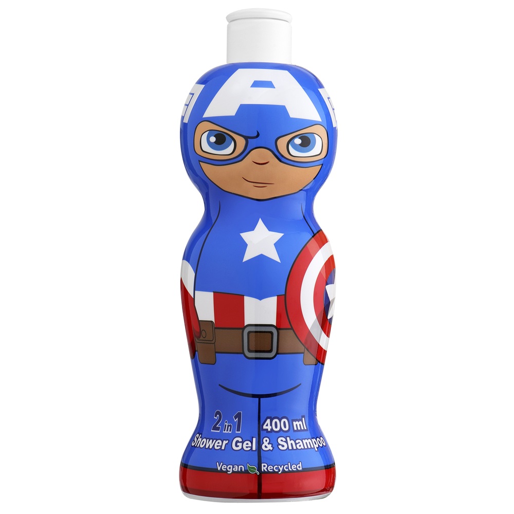 Gel de dus si sampon 2 in 1 figurina 1D Captain America, 400 ml, Air Val