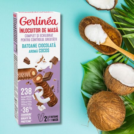 Batoane de ciocolata cu cocos, 62g, Gerlinea 619685