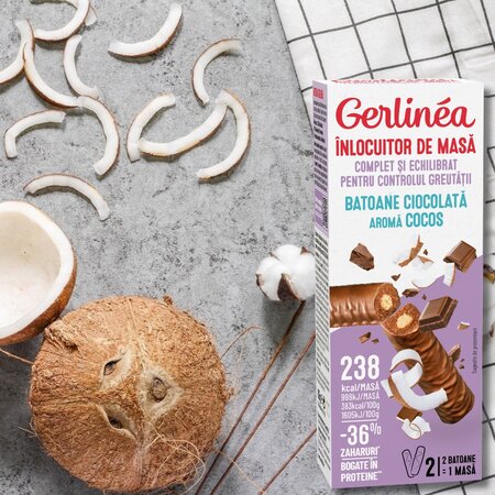 Batoane de ciocolata cu cocos, 62g, Gerlinea 619683