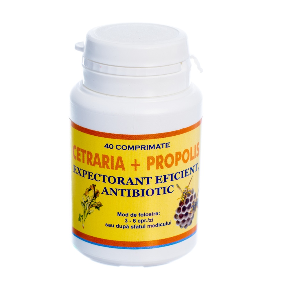Cetraria + Propolis, 40 comprimate, Elidor