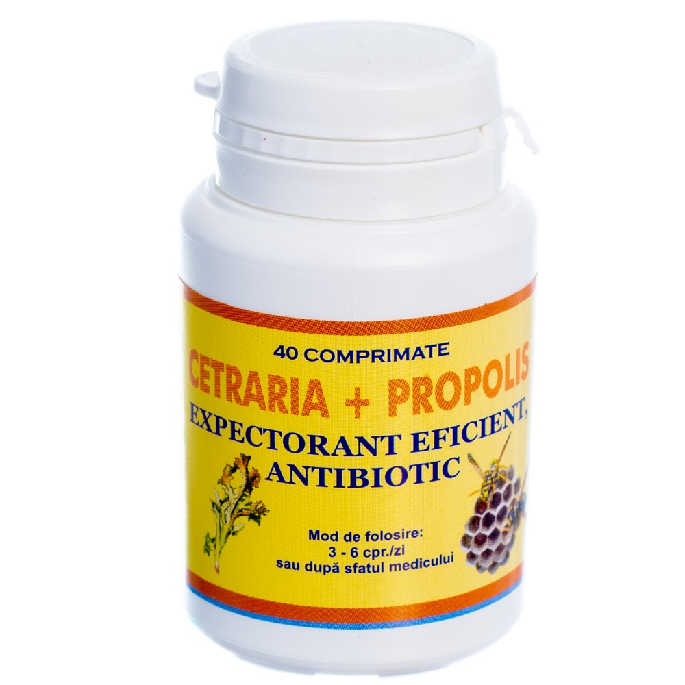 Cetraria + Propolis, 40 comprimate, Elidor