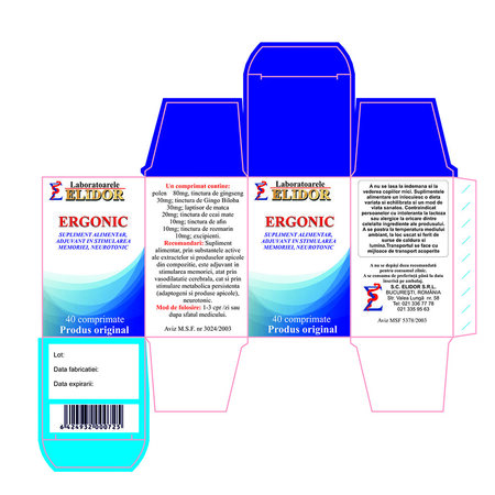 Ergonic, 40 comprimate, Elidor 706575