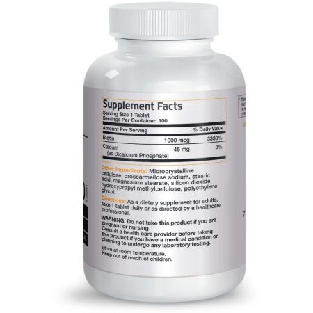 Biotina, 1000 mcg, 100 tablete, Bronson Laboratories 651951