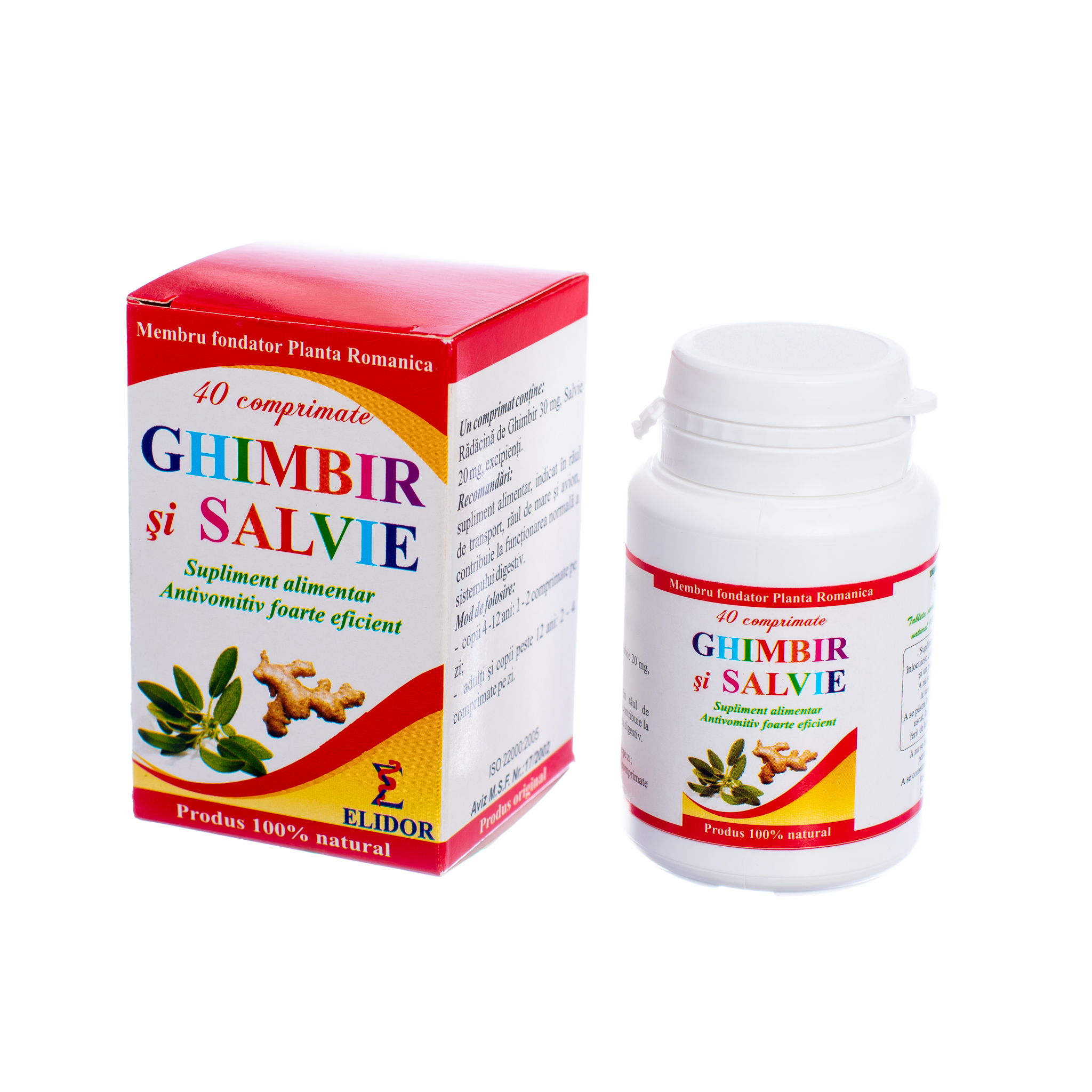 Ghimbir si Salvie, 40 comprimate, Elidor