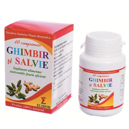 Ghimbir si Salvie, 40 comprimate, Elidor