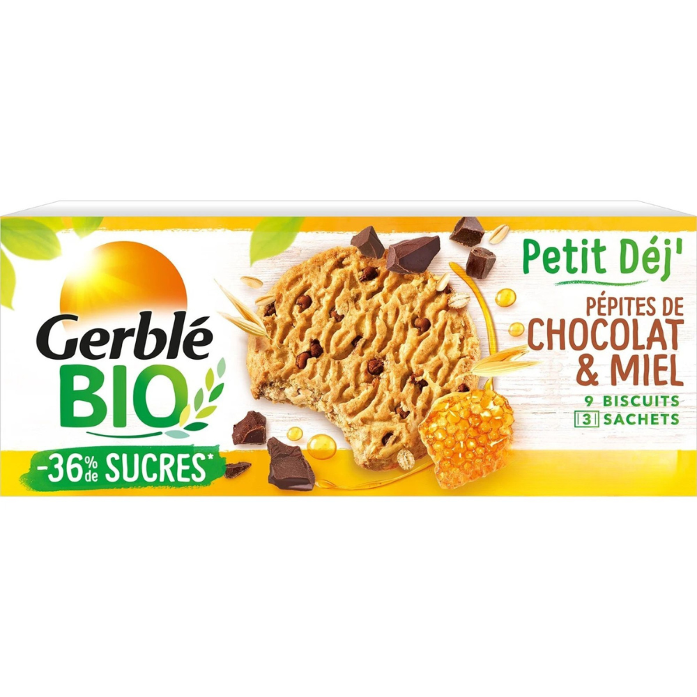Biscuiti bio cu pepite de ciocolata, 132 g, Gerble