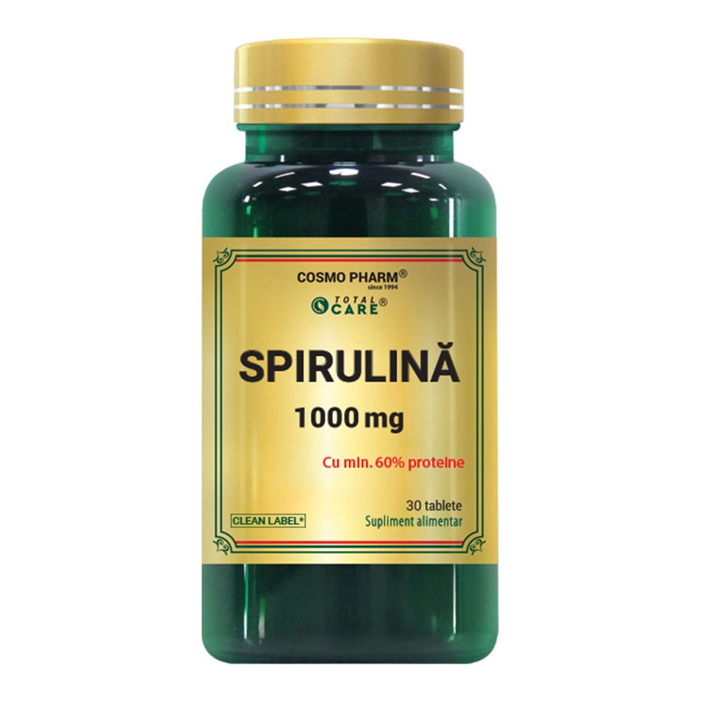 Spirulina, 1000 mg, 30 tablete, Cosmopharm