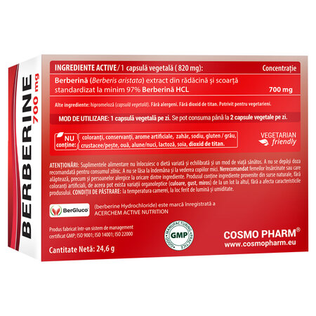 Berberina, 700 mg, 30 capsule, Cosmopharm 754786