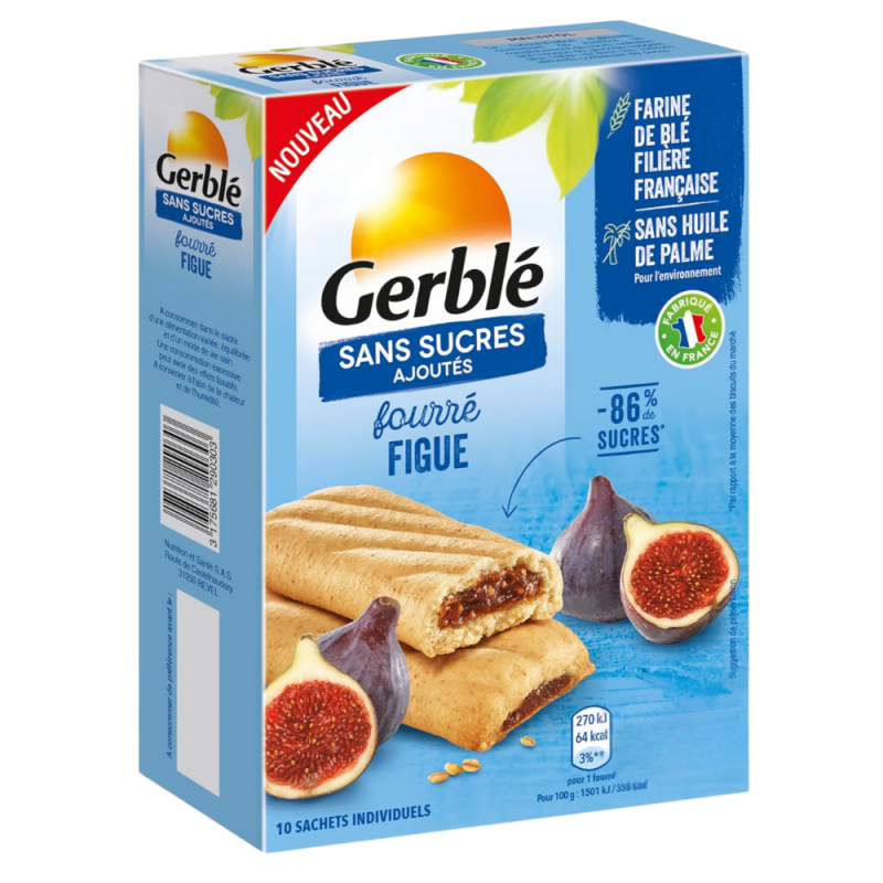 Biscuiti umpluti cu smochine fara zahar, 180 g, Gerble