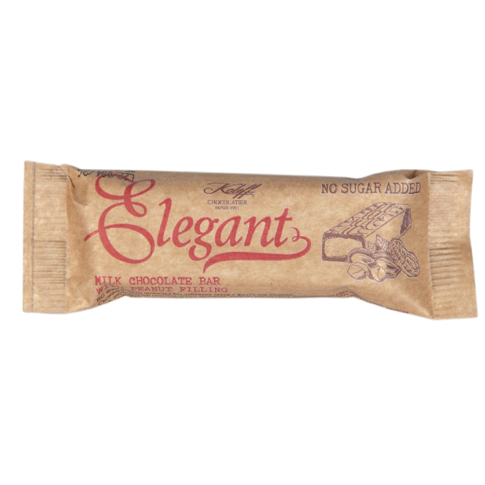 Baton de ciocolata cu lapte, fara zahar, cu crema de arahide Elegant, 30 g, Koleff