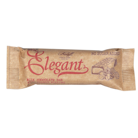 Baton de ciocolata cu lapte, fara zahar, cu crema de arahide Elegant, 30 g, Koleff
