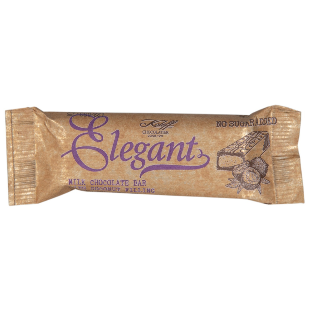 Baton de ciocolata cu lapte, fara zahar, cu crema de cocos Elegant, 30 g, Koleff