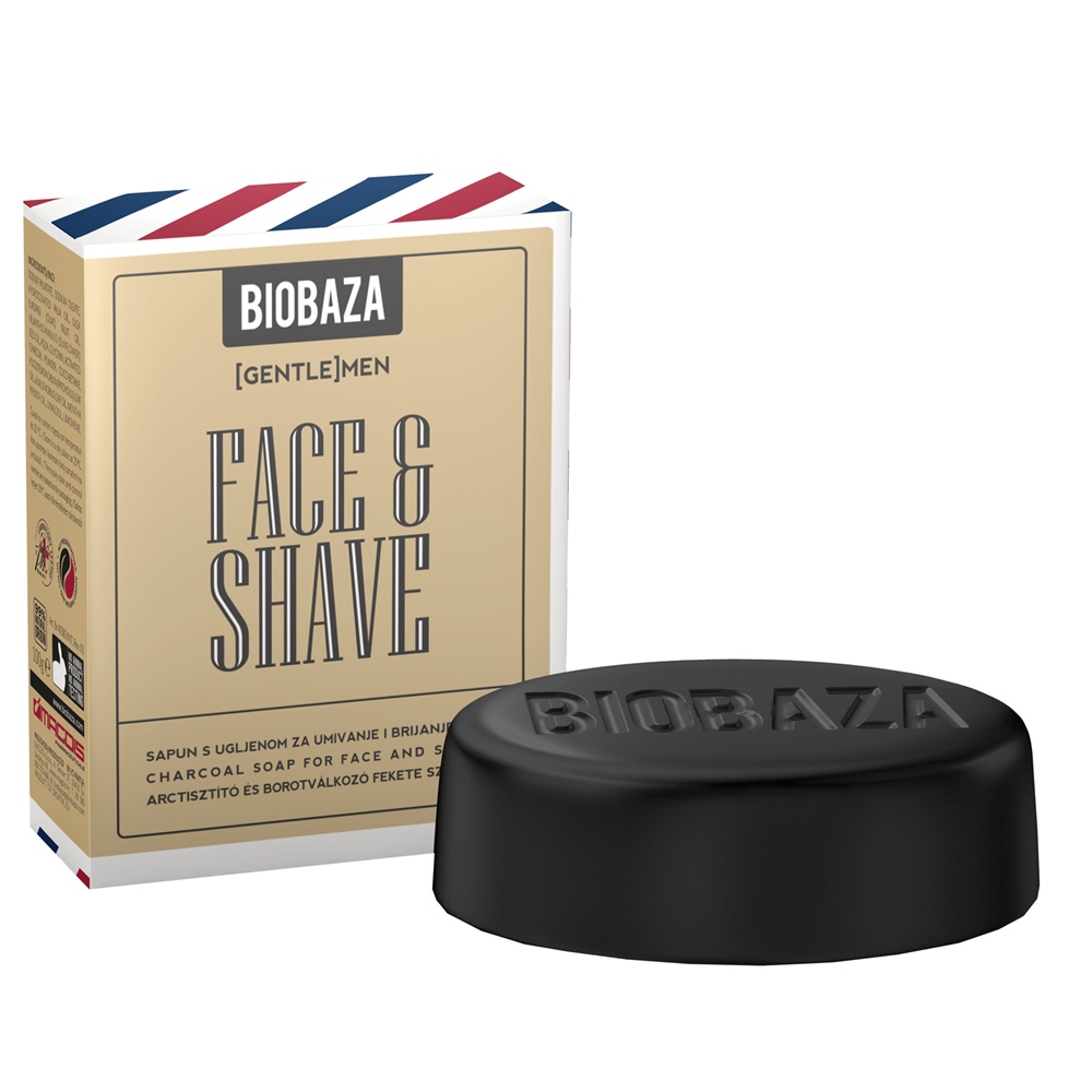 Sapun pentru fata si barbierit, cu carbune, ulei de patchouli, dafin si menta, 100 g, Biobaza