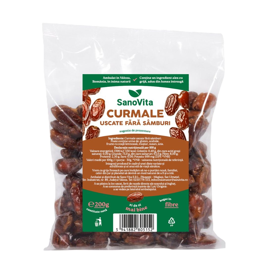 Curmale fara samburi, 200 g, Sanovita