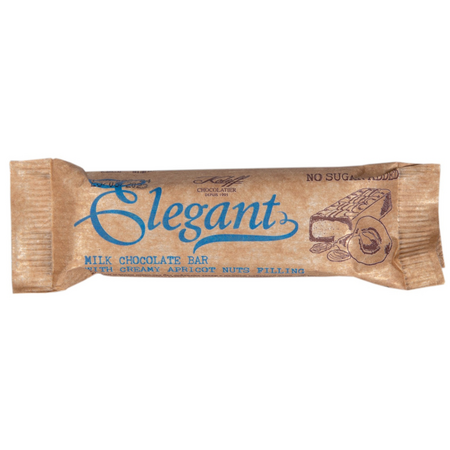 Baton de ciocolata cu lapte, fara zahar, cu crema de samburi de caise Elegant, 30 g, Koleff
