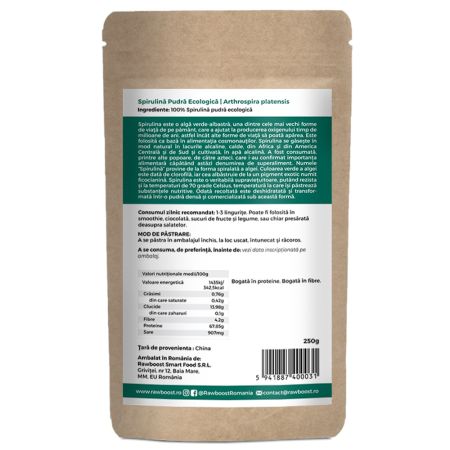 Spirulina pudra ecologica, 250 g, Raw Boost 652344