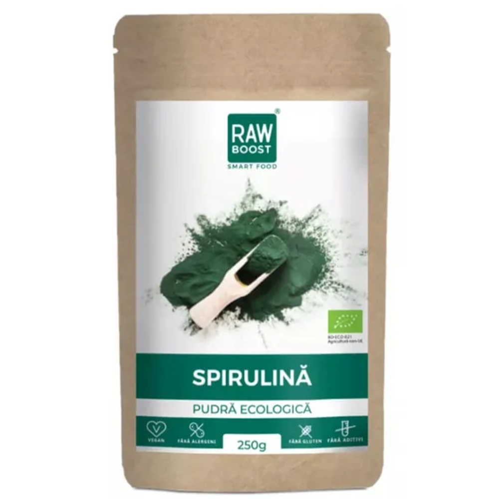 Spirulina pudra ecologica, 250 g, Raw Boost