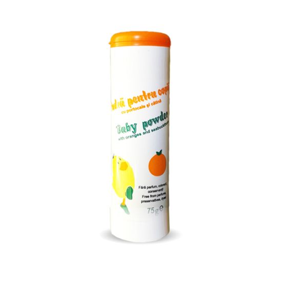 Pudra pentru copii cu portocale si catina, 75 g, Mebra
