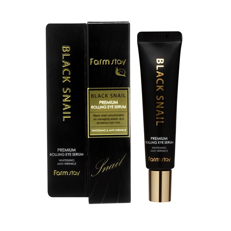 Ser hidratant pentru ochi cu extract de melc negru Black Snail, 25 ml, Farmstay