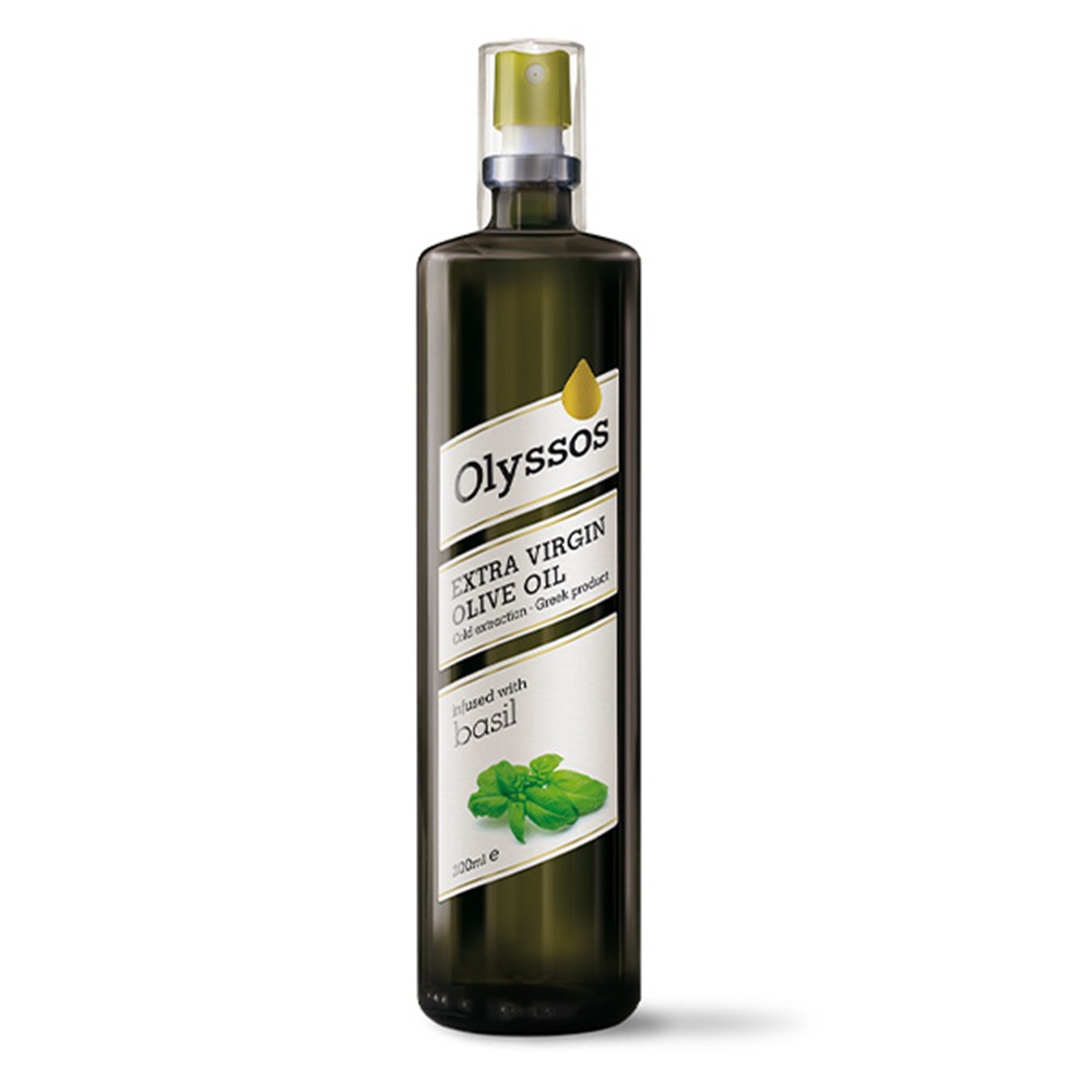 Ulei de masline bio extra virgin aromatizat cu Busuioc, 200 ml, Olyssos