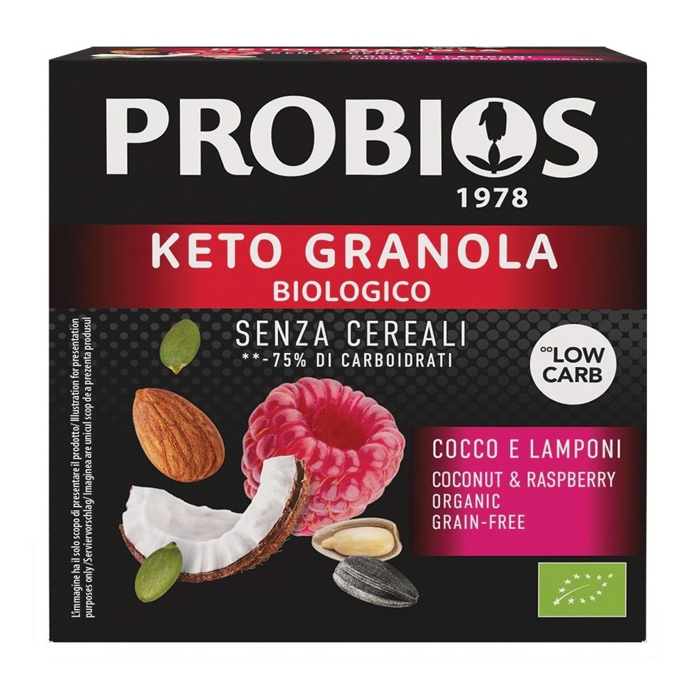 Keto Granola Bio cu cocos si zmeura, 200 g, Probios