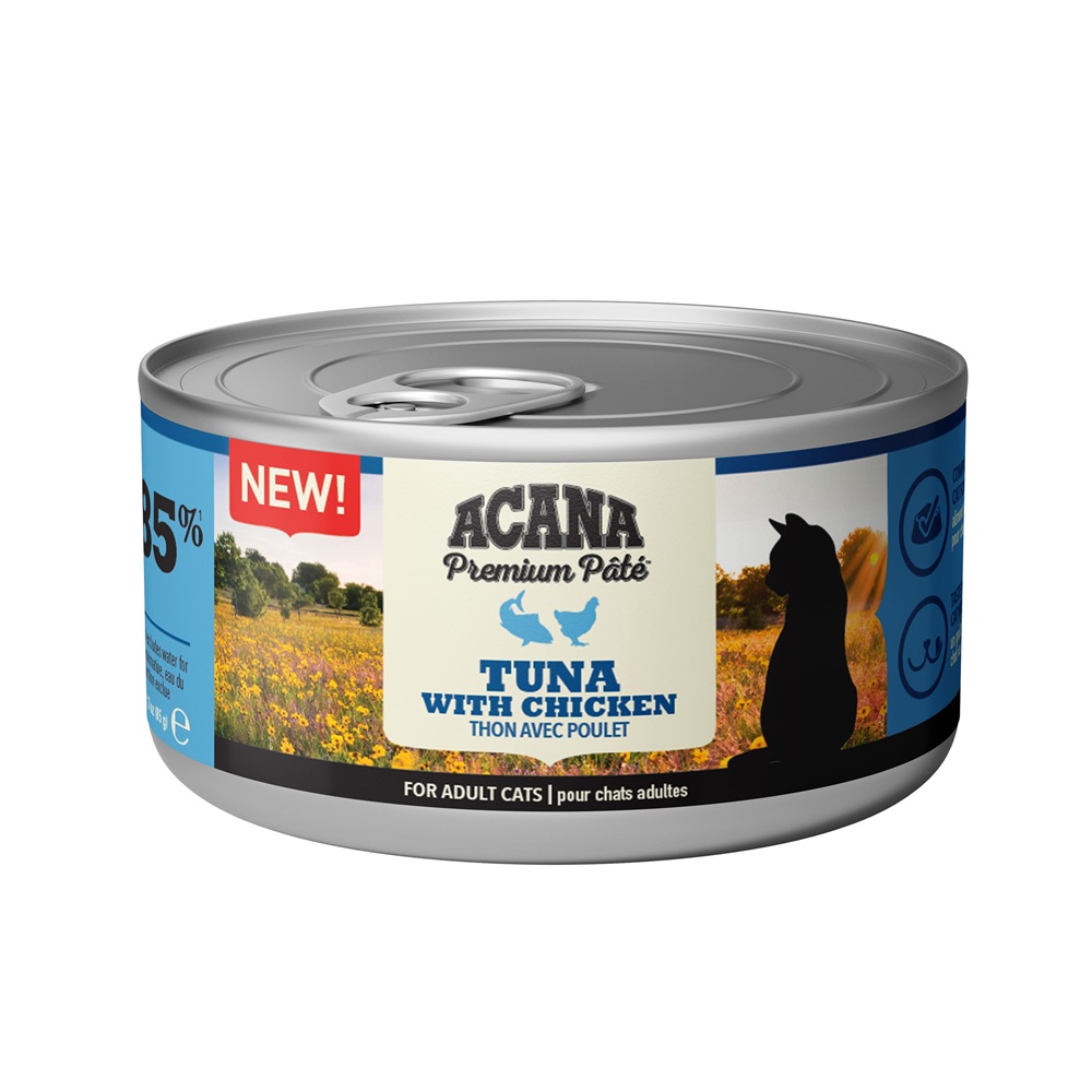 Hrana umeda pentru pisici adulte cu cu ton si pui, 85 g, Acana