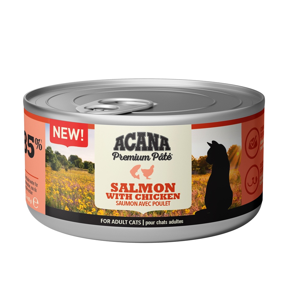 Hrana umeda pentru pisici adulte cu somon si pui, 85 g, Acana