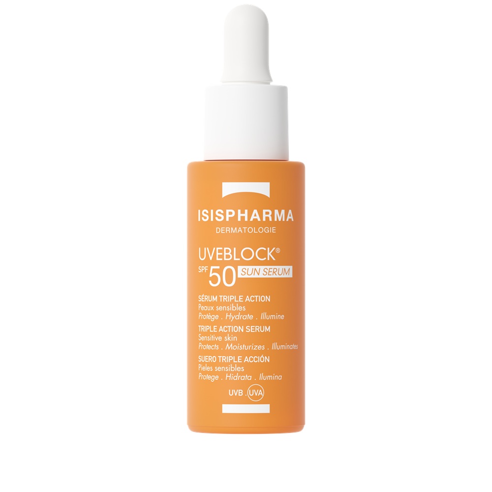 Ser cu tripla actiune si protectie solara SPF 50 Uveblock, 28 ml, Isispharma