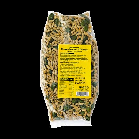 Mix seminte de floarea-soarelui si dovleac, 150 g, Solaris 652864