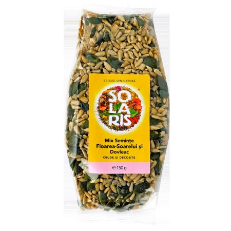 Mix seminte de floarea-soarelui si dovleac, 150 g, Solaris