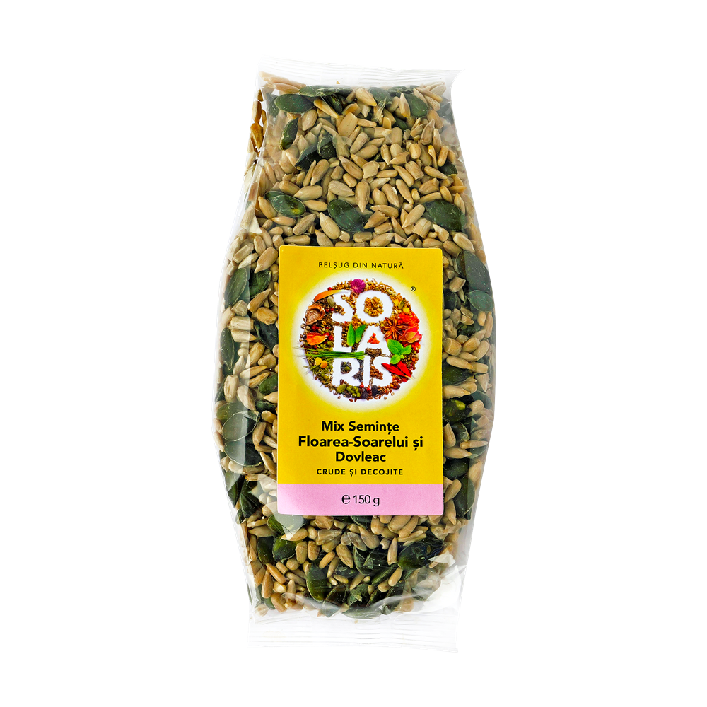 Mix seminte de floarea-soarelui si dovleac, 150 g, Solaris
